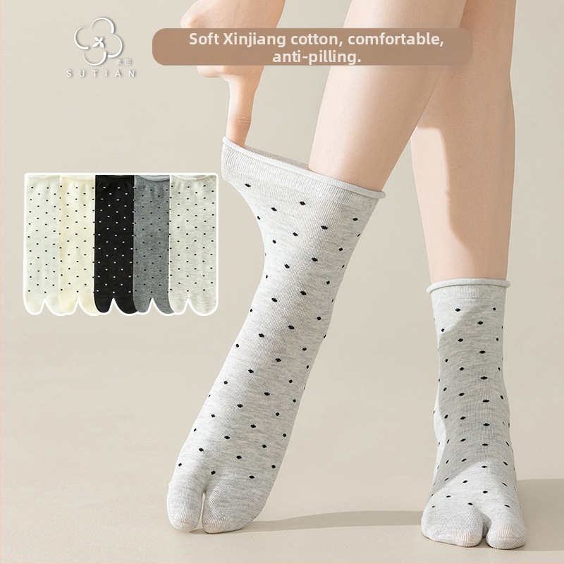 Чорапи с разделени пръсти от памук, средно дълги до прасеца, точков модел, 80–90% памук, японски стил