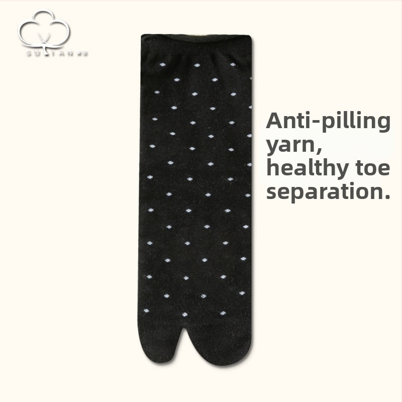 Чорапи с разделени пръсти от памук, средно дълги до прасеца, точков модел, 80–90% памук, японски стил