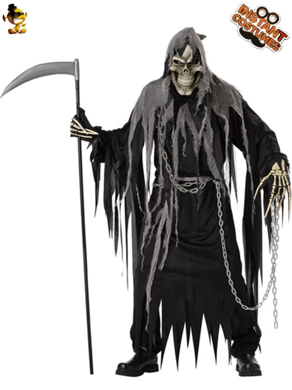 Odrasli kostim Grim Reaper za Halloween – poliester (98% poliester), muški scenski kostim