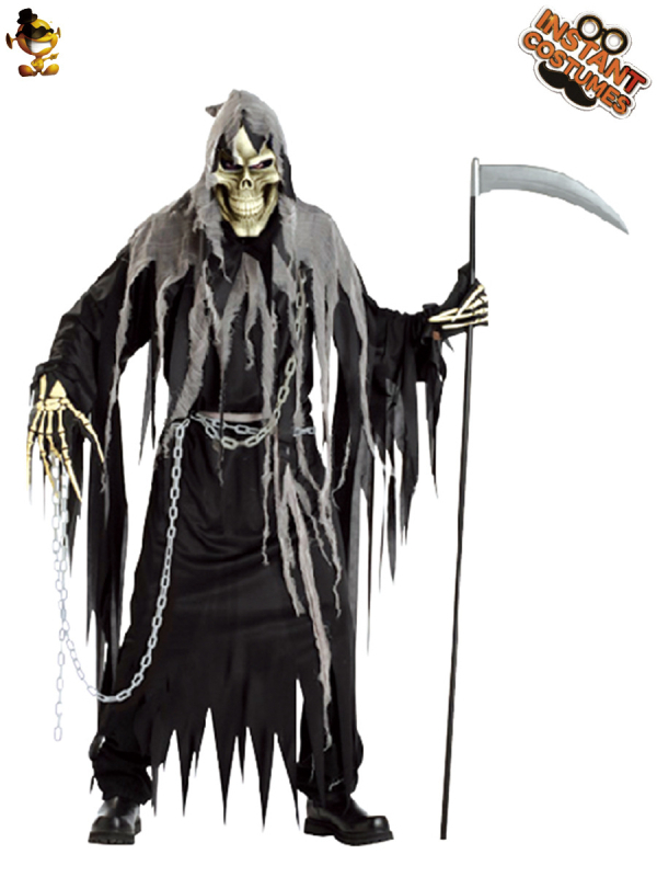 Odrasli kostim Grim Reaper za Halloween – poliester (98% poliester), muški scenski kostim