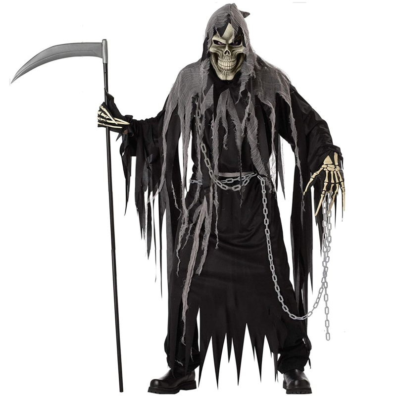 Odrasli kostim Grim Reaper za Halloween – poliester (98% poliester), muški scenski kostim