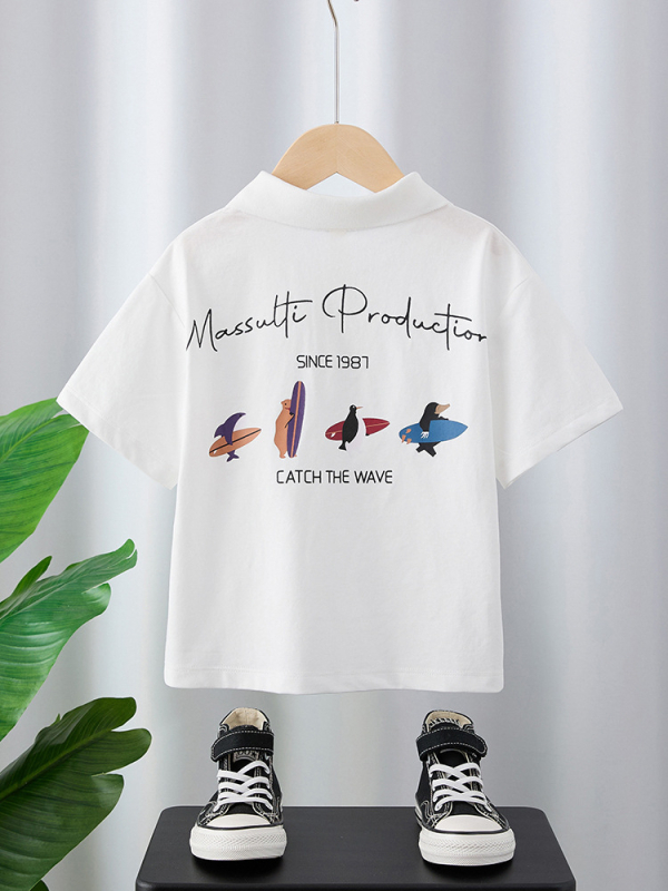 Dječja polo majica s temom arktičkih životinja, pamukasto tkivo, kratki rukavi, za djecu od 3 do 8 godina