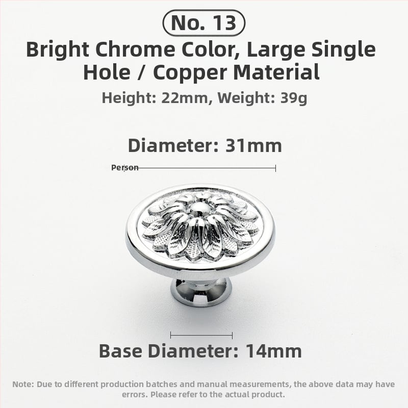 Mâner pentru ușa dulapului - Cupru, Finisaj periat, Model 03, Stil lux ușor