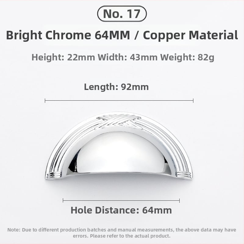 Mâner pentru ușa dulapului - Cupru, Finisaj periat, Model 03, Stil lux ușor