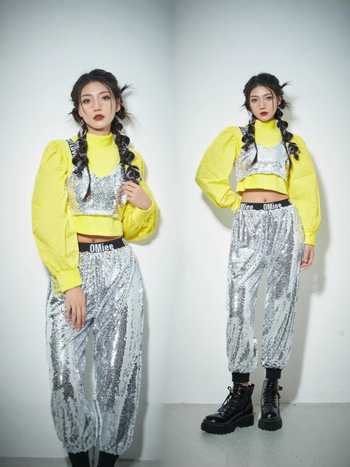 Ženski crop top za jazz ples sa sequinima – pozorišna odjeća, Spandex tkanina, proljeće 2025