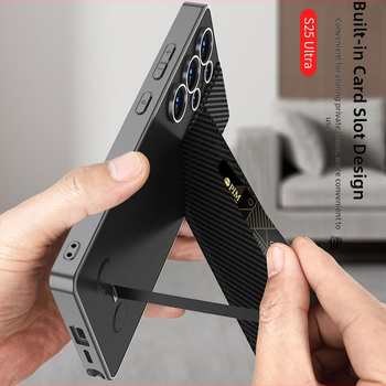 PU zadný kryt pre Samsung Galaxy S25/S24/S23 Ultra s magnetickým držiakom na karty, hot-press povrch, odolný voči opotrebeniu, biznis štýl