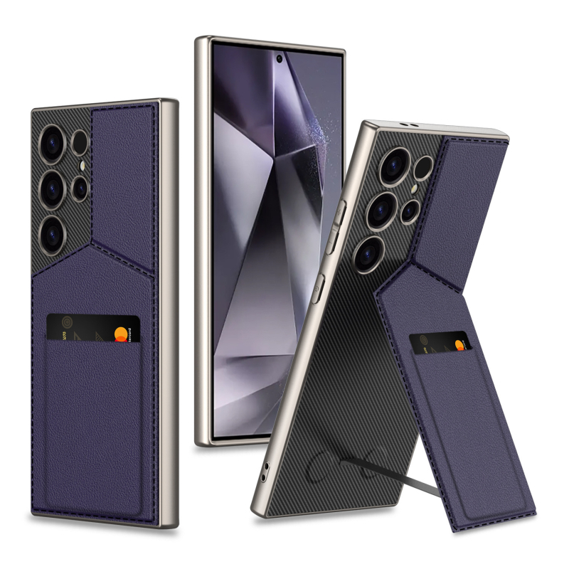 Husă spate din PU pentru Samsung Galaxy S25/S24/S23 Ultra cu suport magnetic pentru carduri, finisaj presat la cald, rezistentă la uzură, stil business