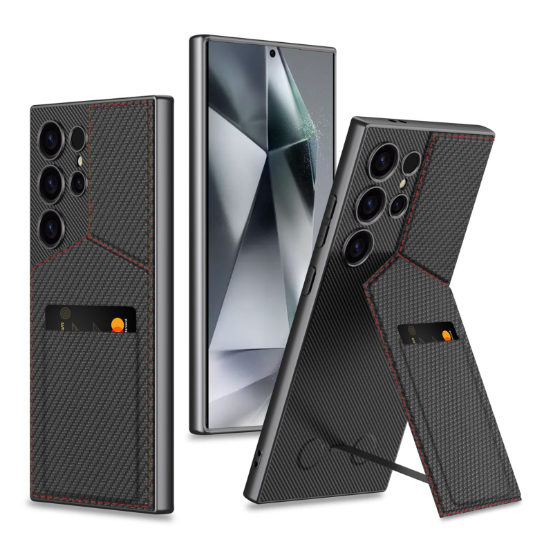 Husă spate din PU pentru Samsung Galaxy S25/S24/S23 Ultra cu suport magnetic pentru carduri, finisaj presat la cald, rezistentă la uzură, stil business