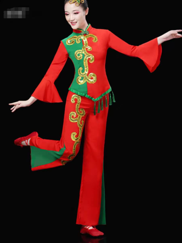 Yangge plesni kostim za žene — komplet za Yangge ples, materijal pamuk-svil, glavna tkanina 30–50%, spandex 30–50%