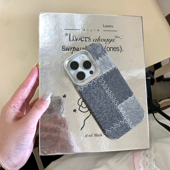Husă iPhone cu model denim, accente electroplating, TPU ultra-subțire, rezistentă la șocuri pentru seriile iPhone 12/13/14