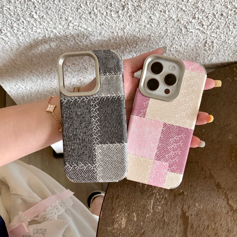 Husă iPhone cu model denim, accente electroplating, TPU ultra-subțire, rezistentă la șocuri pentru seriile iPhone 12/13/14