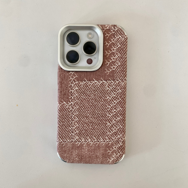Husă iPhone cu model denim, accente electroplating, TPU ultra-subțire, rezistentă la șocuri pentru seriile iPhone 12/13/14