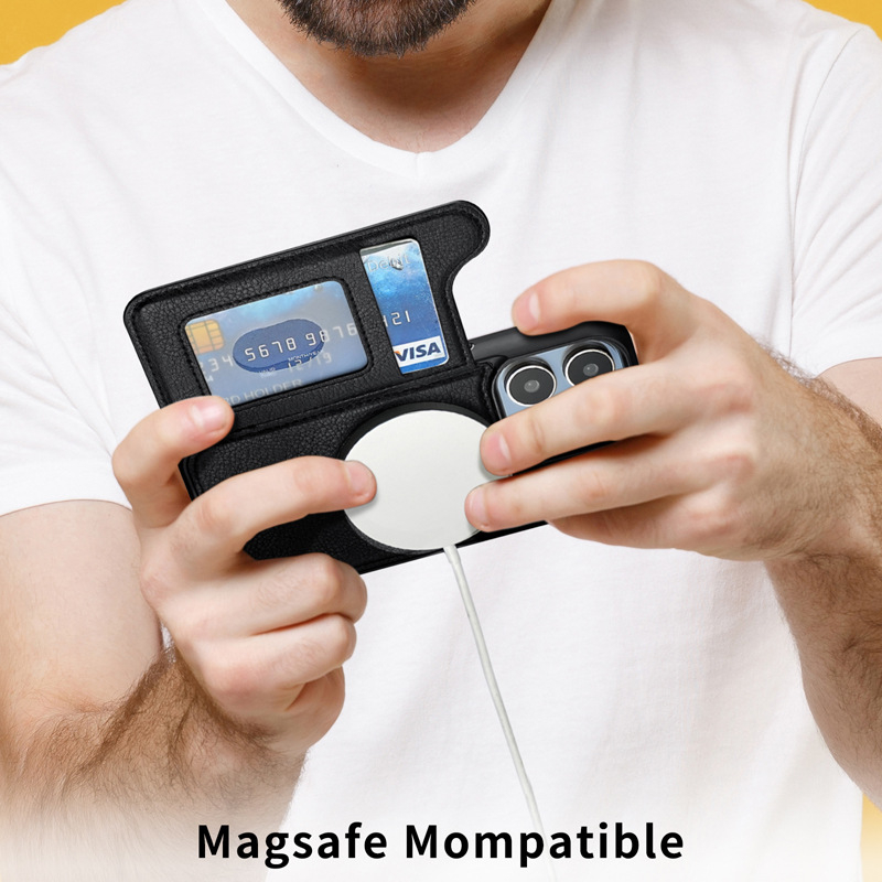 Husă pentru iPhone 17 Pro cu slot MagSafe pliabil pentru carduri - TPU, rezistentă la șocuri, antiamprente