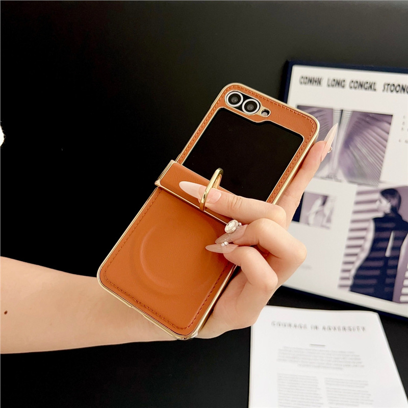 Carcasă de protecție pentru Samsung Galaxy Z Flip7/Z Flip6, stil japonez-coreean, piele artificială, finisaj mat, anti-alunecare, protecție la cădere