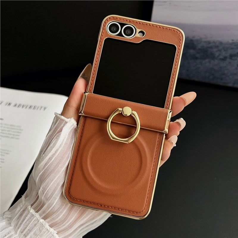 Carcasă de protecție pentru Samsung Galaxy Z Flip7/Z Flip6, stil japonez-coreean, piele artificială, finisaj mat, anti-alunecare, protecție la cădere