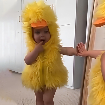 Dječji cosplay kostim s kapuljačom — lik Little Yellow Duck, JQFZC, poliester tkanina, sadržaj poliester 70–80%, proljeće 2025
