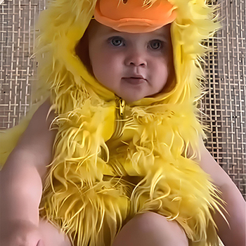 Dječji cosplay kostim s kapuljačom — lik Little Yellow Duck, JQFZC, poliester tkanina, sadržaj poliester 70–80%, proljeće 2025