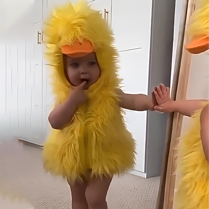 Dječji cosplay kostim s kapuljačom — lik Little Yellow Duck, JQFZC, poliester tkanina, sadržaj poliester 70–80%, proljeće 2025