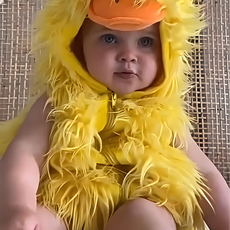 Dječji cosplay kostim s kapuljačom — lik Little Yellow Duck, JQFZC, poliester tkanina, sadržaj poliester 70–80%, proljeće 2025