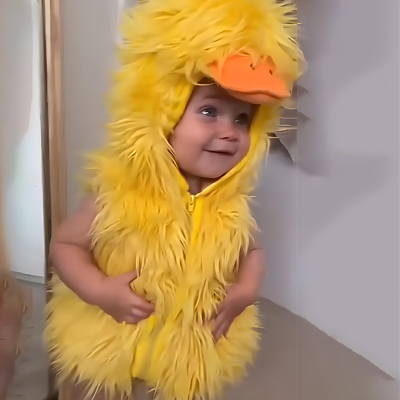 Dječji cosplay kostim s kapuljačom — lik Little Yellow Duck, JQFZC, poliester tkanina, sadržaj poliester 70–80%, proljeće 2025