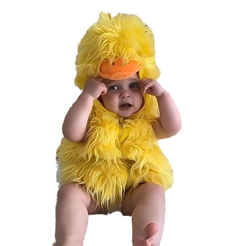 Dječji cosplay kostim s kapuljačom — lik Little Yellow Duck, JQFZC, poliester tkanina, sadržaj poliester 70–80%, proljeće 2025