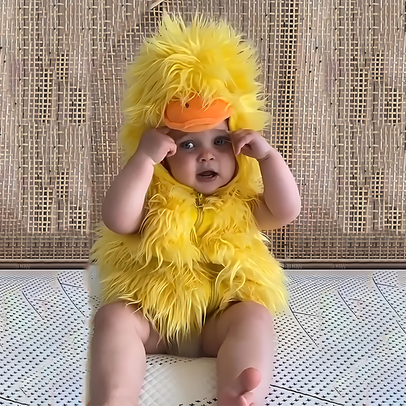 Dječji cosplay kostim s kapuljačom — lik Little Yellow Duck, JQFZC, poliester tkanina, sadržaj poliester 70–80%, proljeće 2025