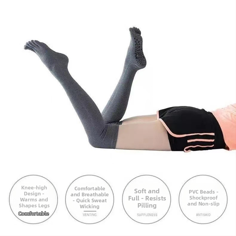 Надколянни йога чорапи с антихлъзгаща се подметка, топли, 95–100% памук, за жени