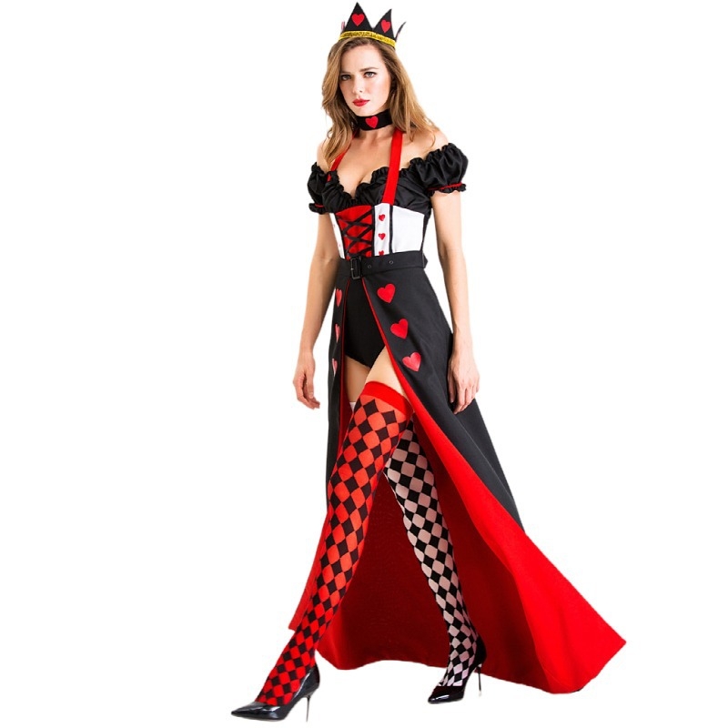 Cosplay haljina Kraljica Srca, inspirirana Alisi u Zemlji čuda, poliesterska smjesa, bez ovratnika, za žene 18–24