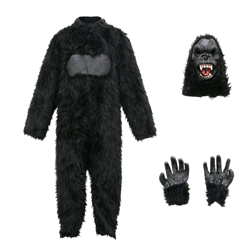 Dječji kostim gorile za Halloween, 90% poliester, jednobojni uzorak, unisex, za scenske nastupe