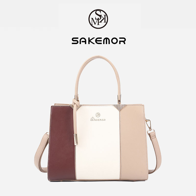 SAKEMOR PU Casual Travel Tote, vodoravnog pravokutnog oblika, zatvaranje na zip