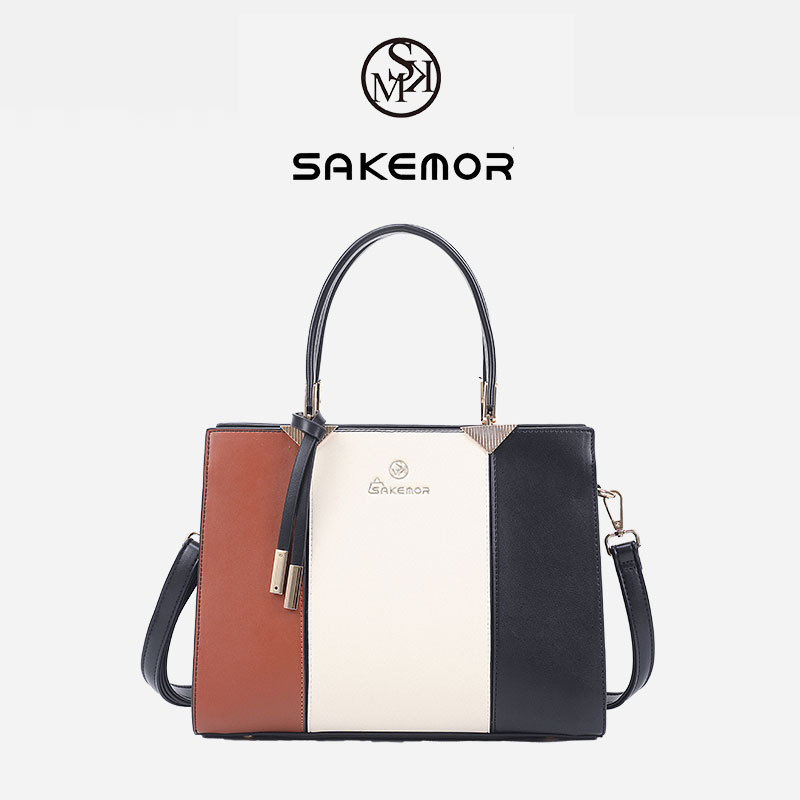 SAKEMOR PU Casual Travel Tote, vodoravnog pravokutnog oblika, zatvaranje na zip