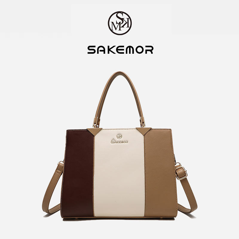 SAKEMOR PU Casual Travel Tote, vodoravnog pravokutnog oblika, zatvaranje na zip