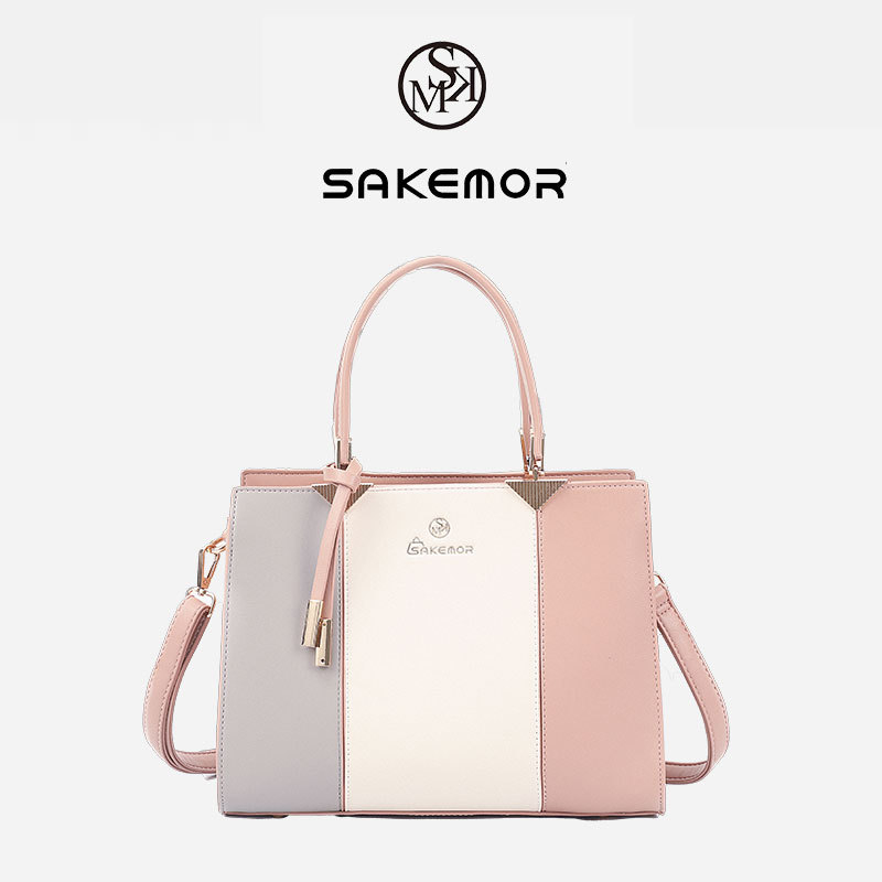 SAKEMOR PU Casual Travel Tote, vodoravnog pravokutnog oblika, zatvaranje na zip