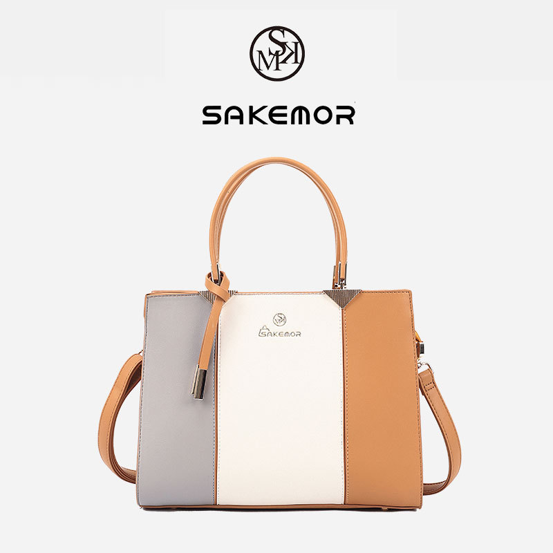 SAKEMOR PU Casual Travel Tote, vodoravnog pravokutnog oblika, zatvaranje na zip