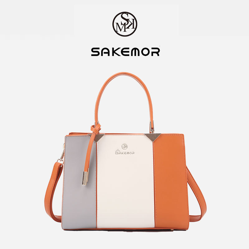SAKEMOR PU Casual Travel Tote, vodoravnog pravokutnog oblika, zatvaranje na zip