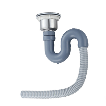 Wolf Kiss Комплект за дренаж на кухненска мивка – неръждаема стомана и ABS, тръба за дренаж на единична мивка, модерен минималистичен стил