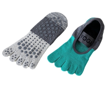 Петопръстни йога чорапи за пилатес – противохлъзващи, дишащи памучни, средно голенище, за всички сезони, дамски тийн фитнес чорапи