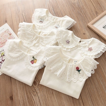 Gyerekeknek szóló hosszú ujjú pamut póló koreai stílusban, galléros, 85% pamut