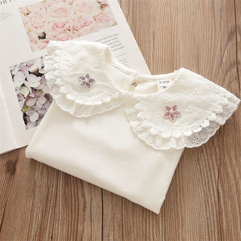 Gyerekeknek szóló hosszú ujjú pamut póló koreai stílusban, galléros, 85% pamut