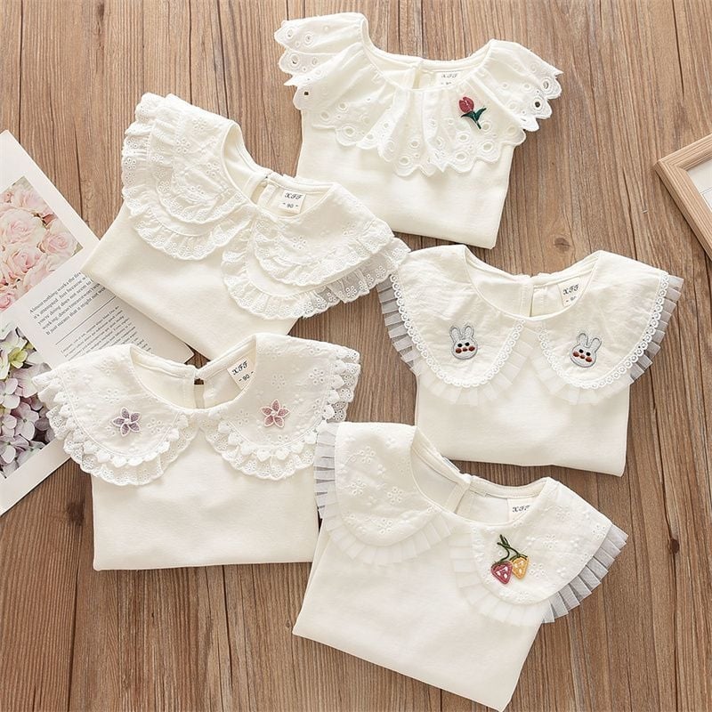 Gyerekeknek szóló hosszú ujjú pamut póló koreai stílusban, galléros, 85% pamut