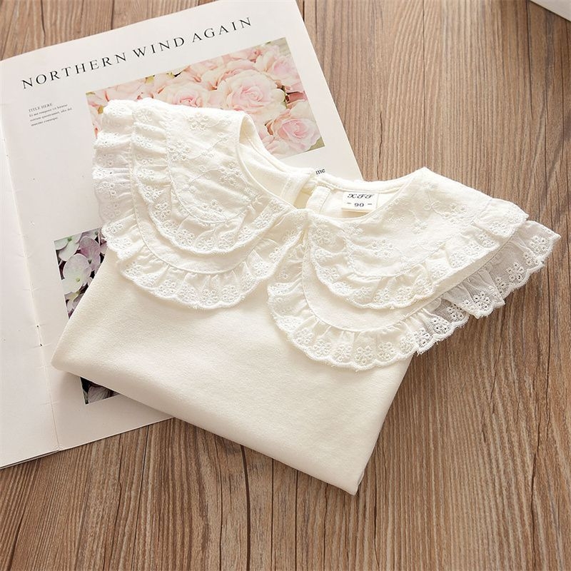 Gyerekeknek szóló hosszú ujjú pamut póló koreai stílusban, galléros, 85% pamut