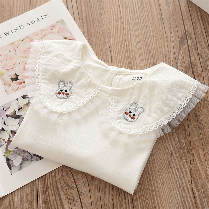 Gyerekeknek szóló hosszú ujjú pamut póló koreai stílusban, galléros, 85% pamut