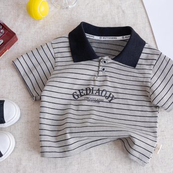 Dječje prugasto polo majica, pamuk >96%, korejski stil, za djecu 3–8 godina