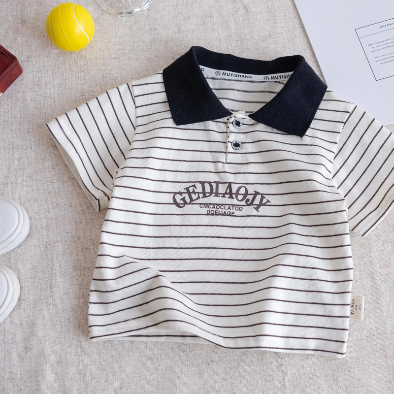 Dječje prugasto polo majica, pamuk >96%, korejski stil, za djecu 3–8 godina