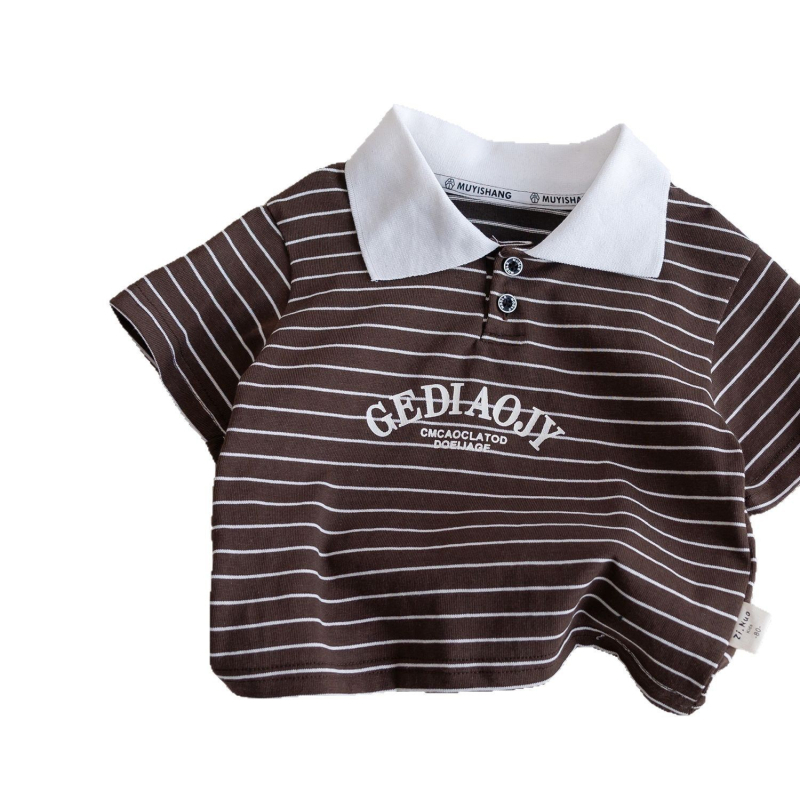 Dječje prugasto polo majica, pamuk >96%, korejski stil, za djecu 3–8 godina