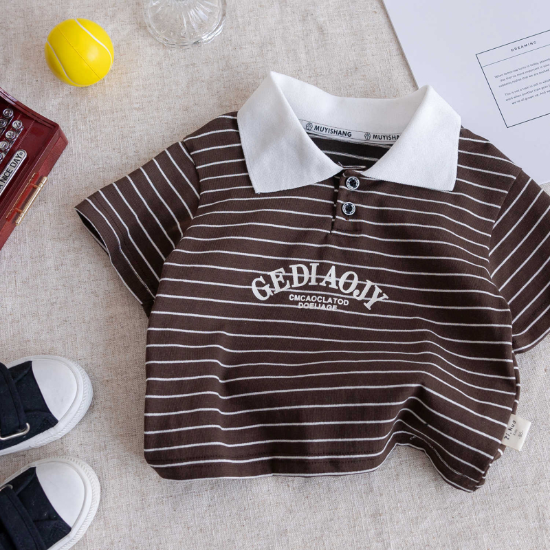 Dječje prugasto polo majica, pamuk >96%, korejski stil, za djecu 3–8 godina