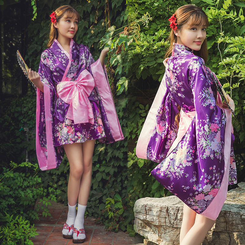 Lolita cosplay haljina, pamuk kimono stil, motiv trešnjinog cvijeta, ženski komplet
