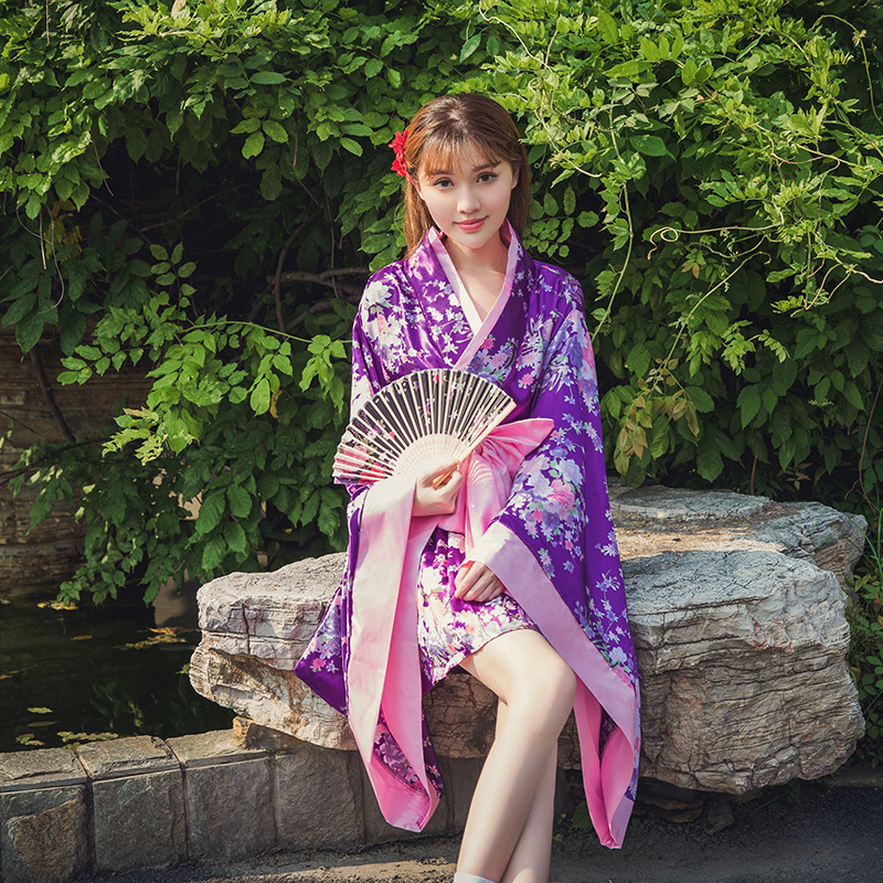 Lolita cosplay haljina, pamuk kimono stil, motiv trešnjinog cvijeta, ženski komplet