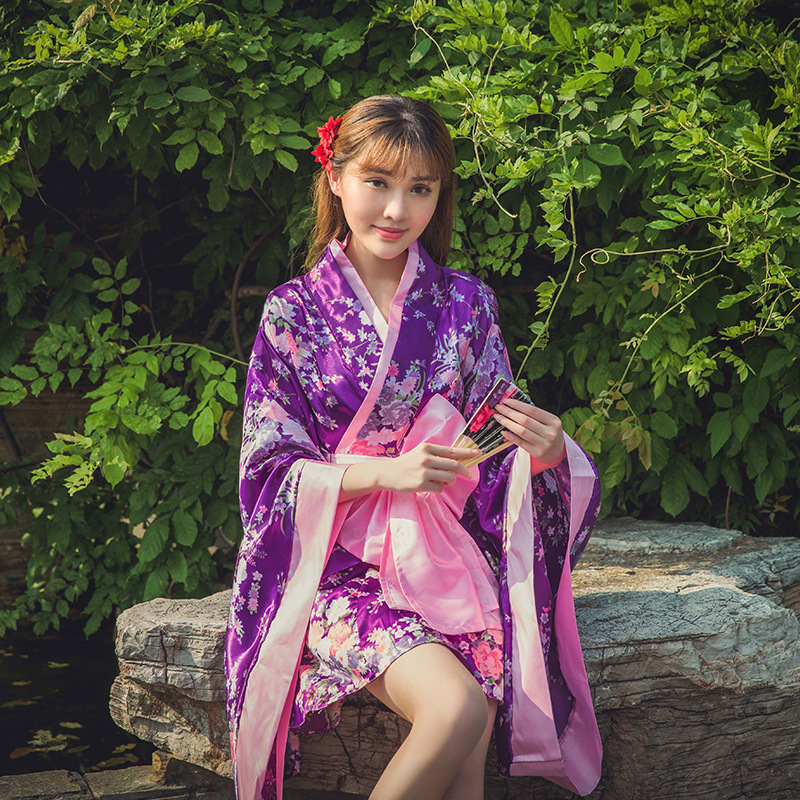 Lolita cosplay haljina, pamuk kimono stil, motiv trešnjinog cvijeta, ženski komplet