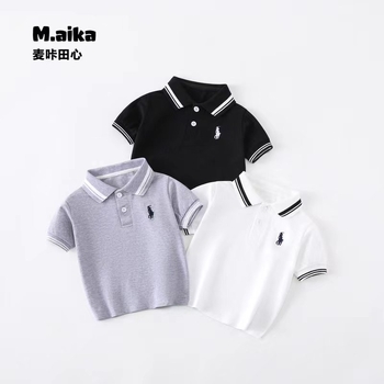 Dječja polo majica od pamuka, prugasti uzorak, ljeto, uzrast 3–8 godina.